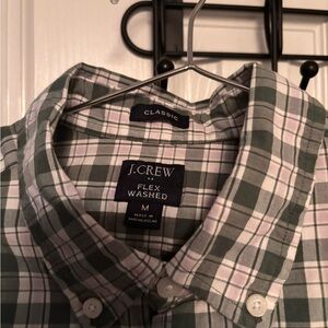 J. Crew Green and White Checkered Shirt